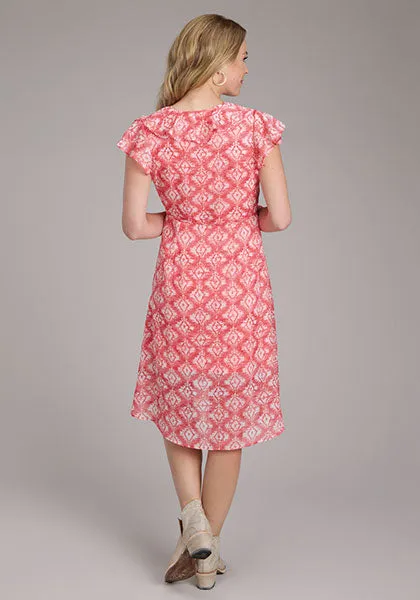 Roper Women's Ikat Aztec Wrap Dress in Pink