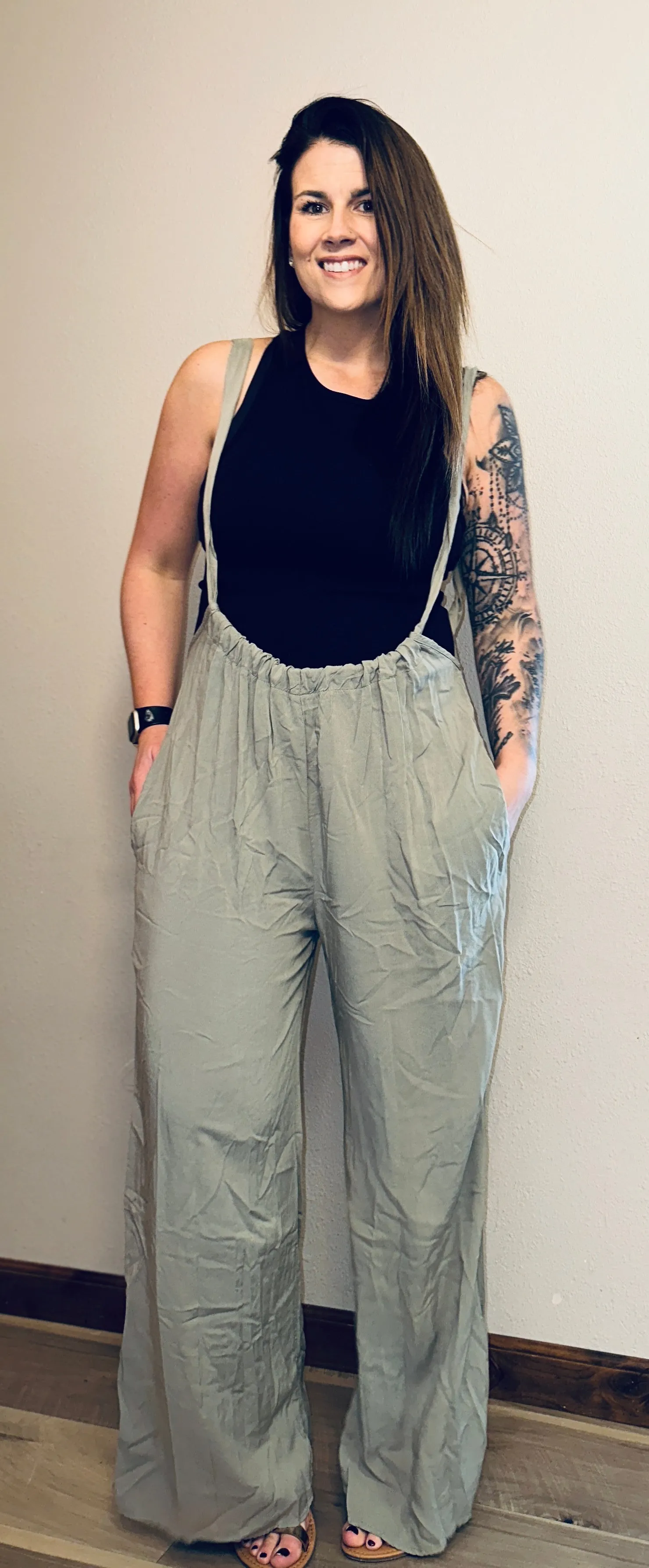 Sage Suspender Jumpsuit