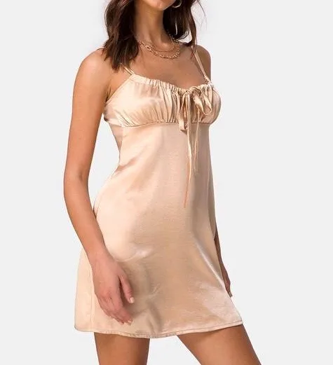 Satin Tie Slip Mini Dress