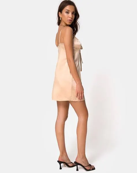 Satin Tie Slip Mini Dress