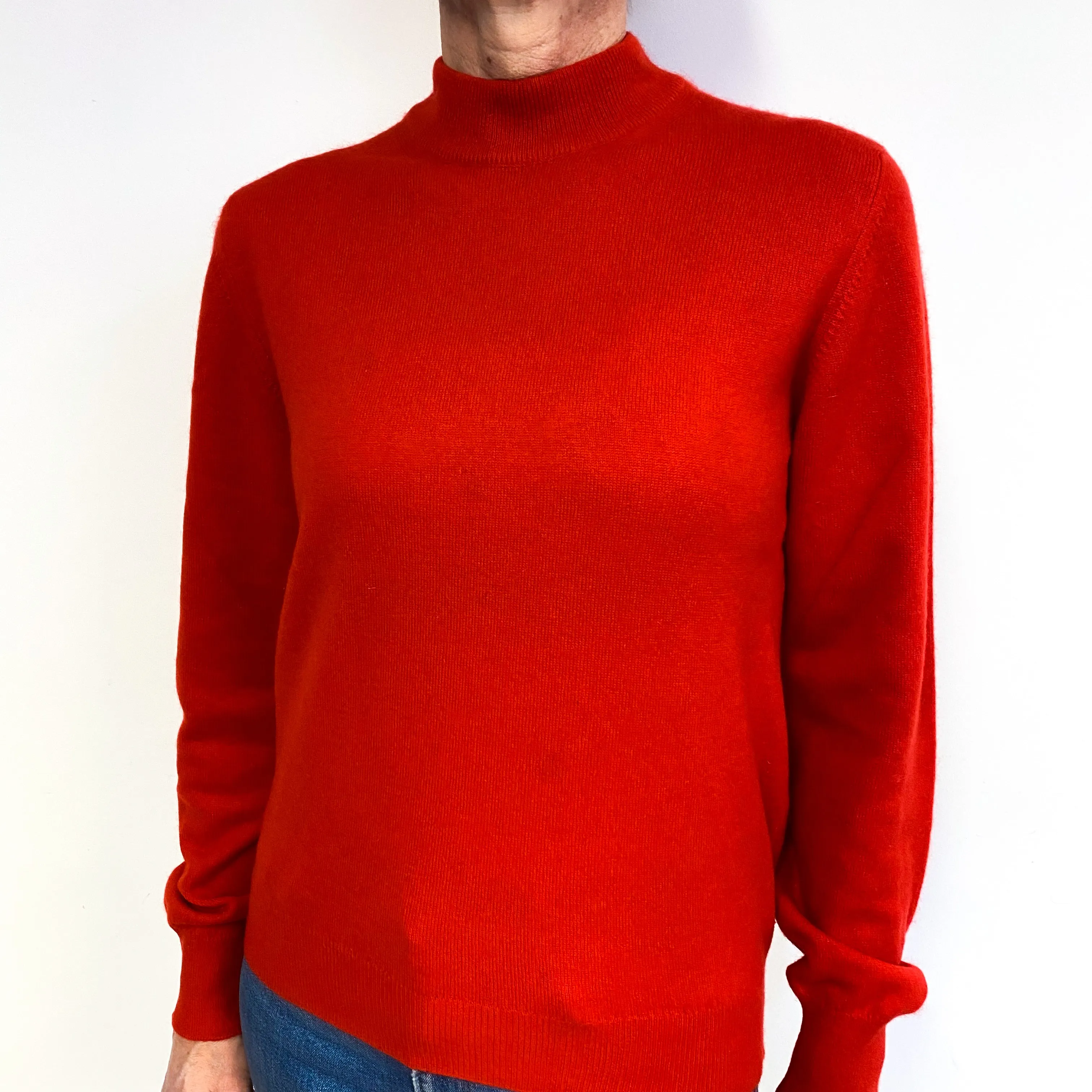 Scottish Scarlet Red Cashmere Turtle Neck Jumper Medium