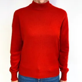 Scottish Scarlet Red Cashmere Turtle Neck Jumper Medium