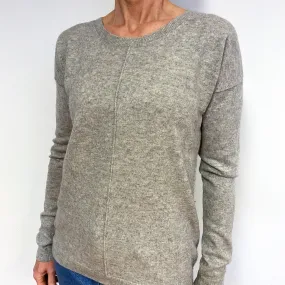 Silver Grey Cashmere Crew Neck Jumper Medium