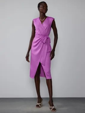 Sleeveless Scuba Wrap Sheath Dress