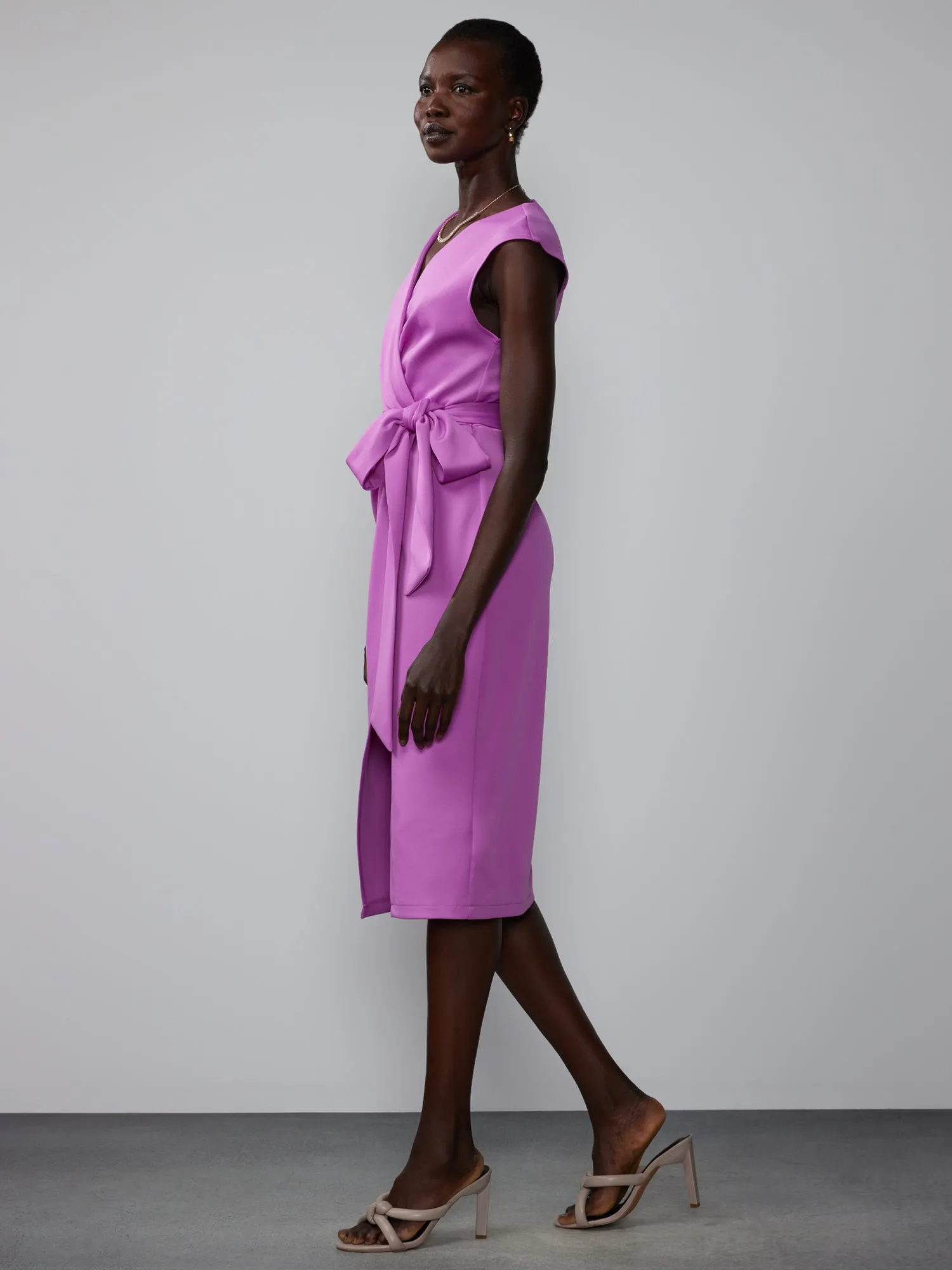 Sleeveless Scuba Wrap Sheath Dress
