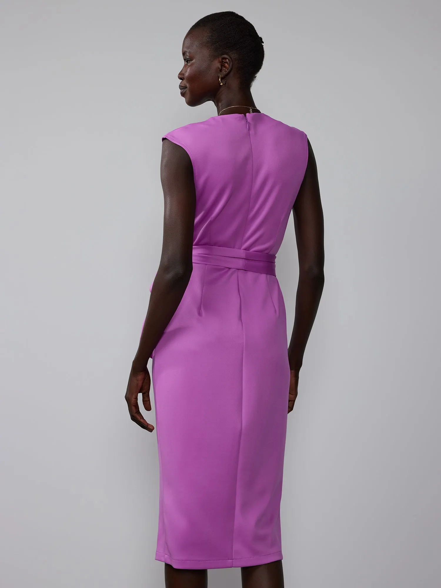 Sleeveless Scuba Wrap Sheath Dress