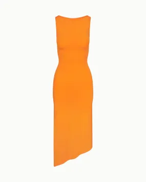 Soft Stretch Asymmetrical Midi Dress | Sunset