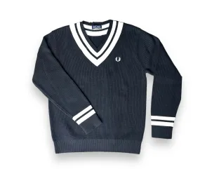 Striped Trim V-Neck Jumper