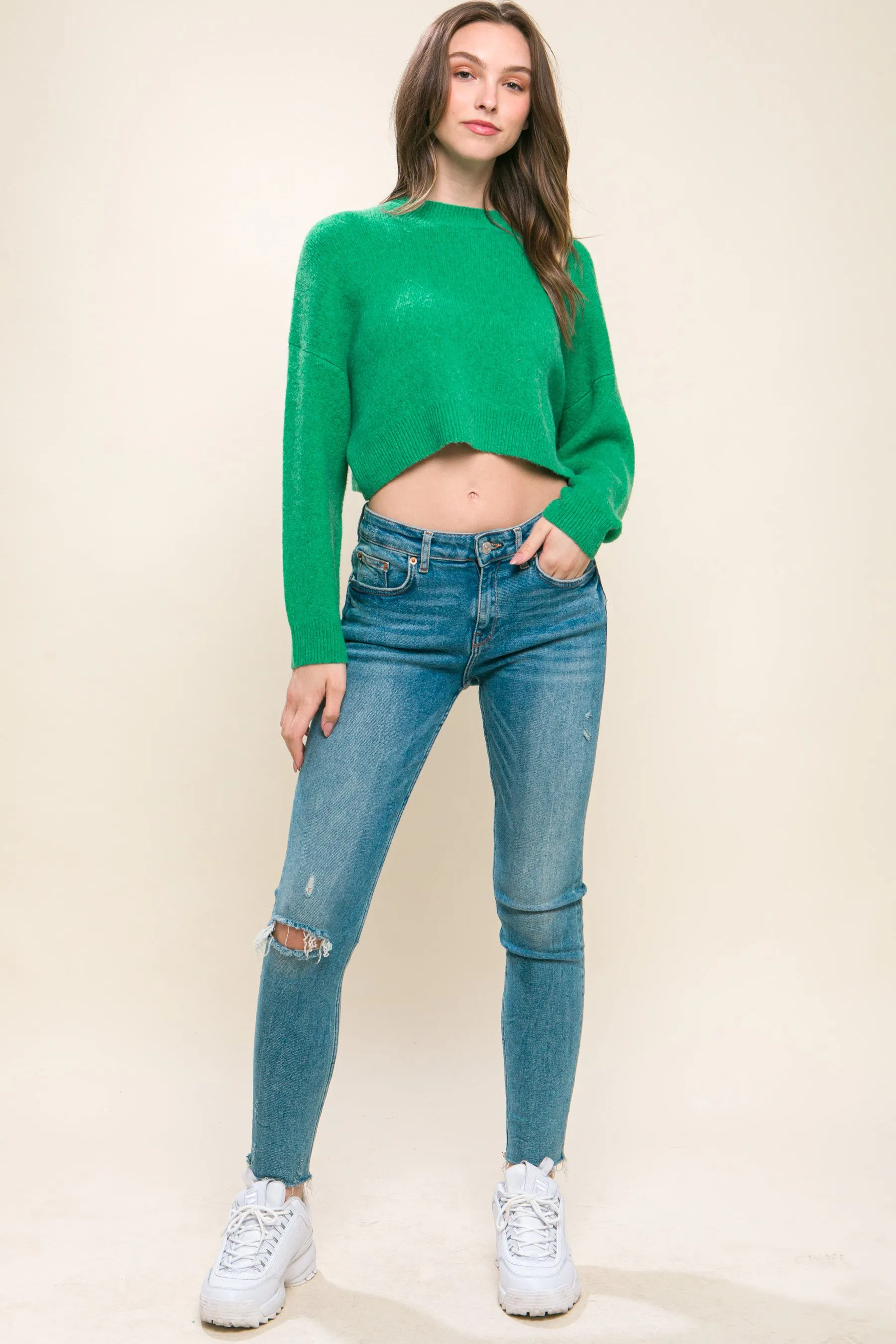 Stylish Crop Sweater Top