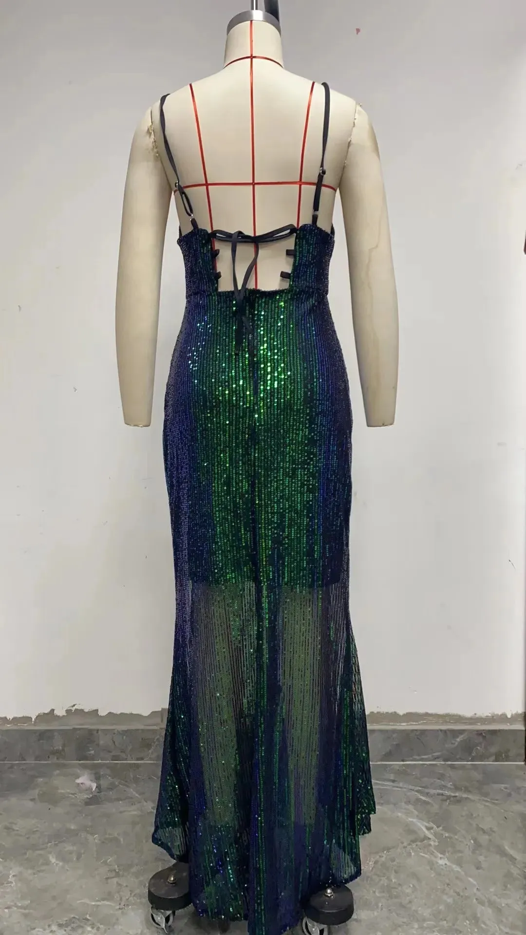 Summer New European And American Sexy Socialite Sequins Backless Dress