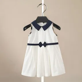 Summer White Girls' Dress with Ribbon