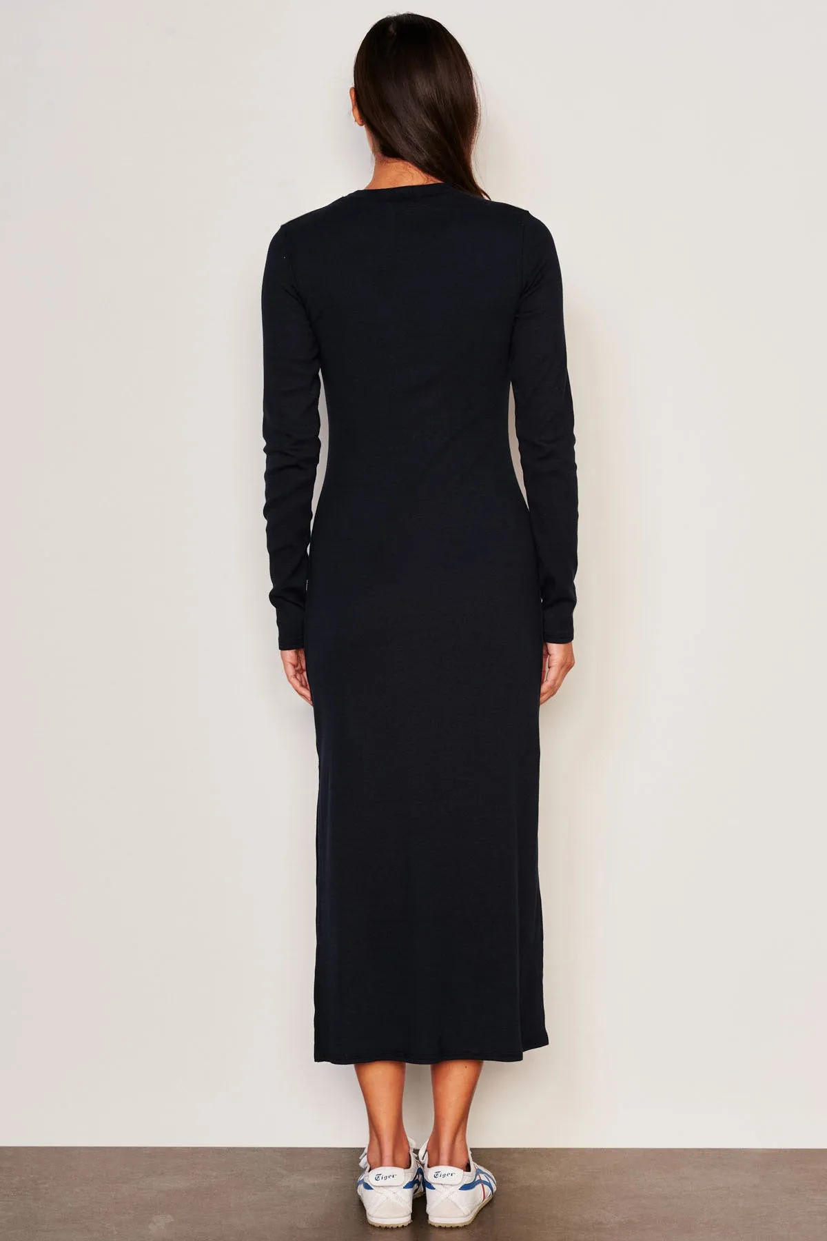 Sundry Midi Wave Dress in Deep Navy