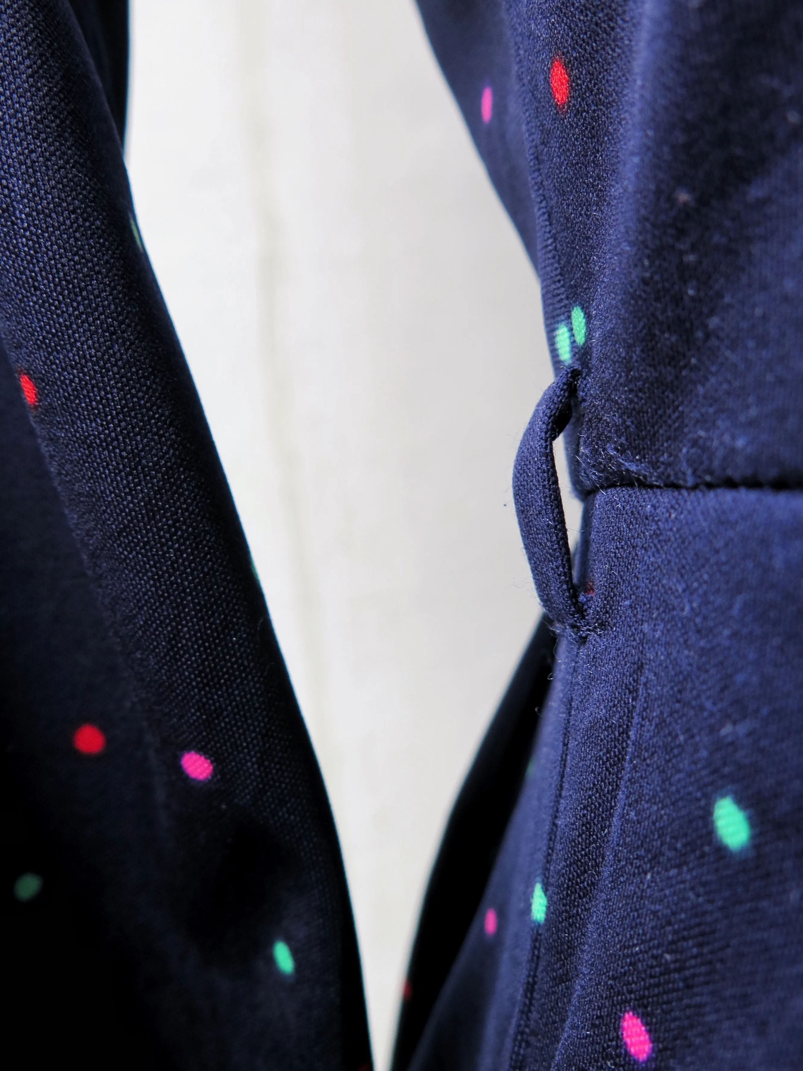 Supernova | Vintage 1960s 1970s multicolour polka  dots cosmic art long sleeve dress