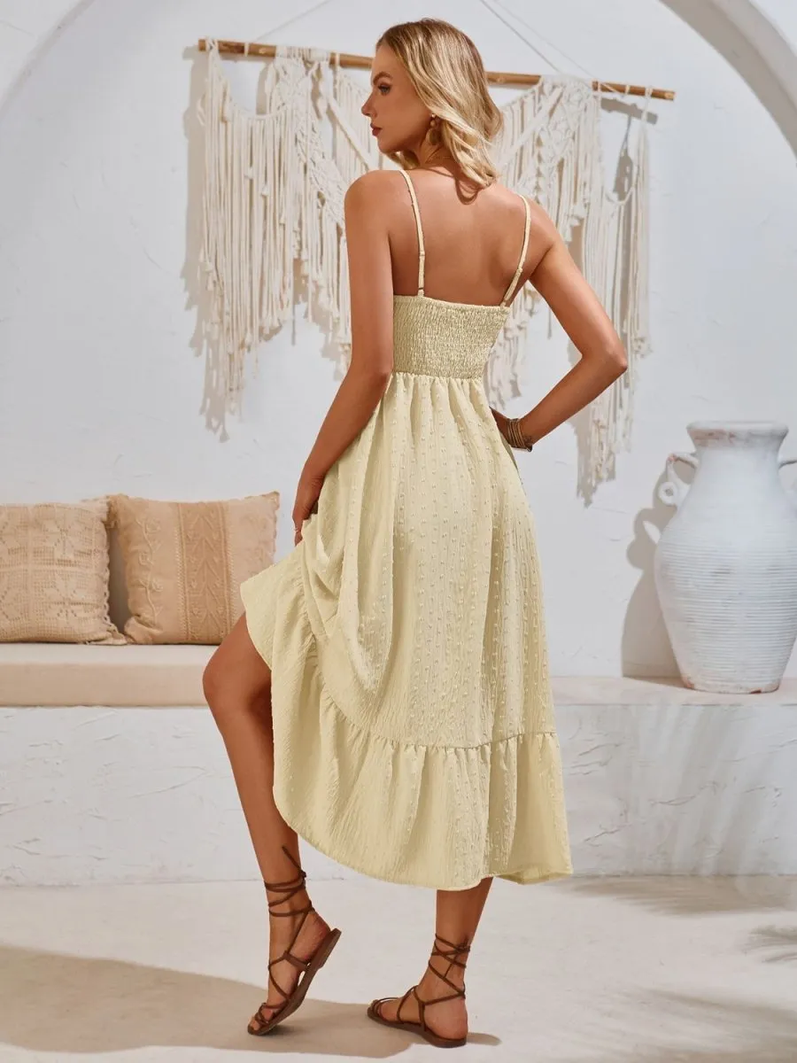 Swiss Dot Sleeveless Midi Dress Casual