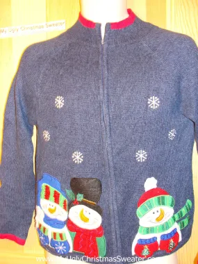 Tacky Ugly Christmas Sweater with Festive Snowmen (f145)