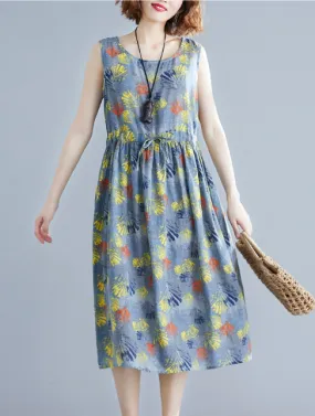 TastyHottie - Trendy Sleeveless Drawstring Lemon Print Maxi Dress