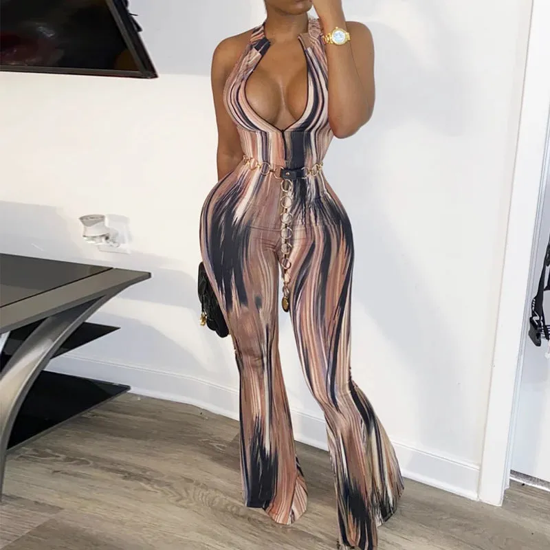 Trendy Abstract Print Stylish Jumpsuit - GlamzLife