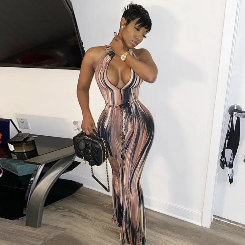 Trendy Abstract Print Stylish Jumpsuit - GlamzLife