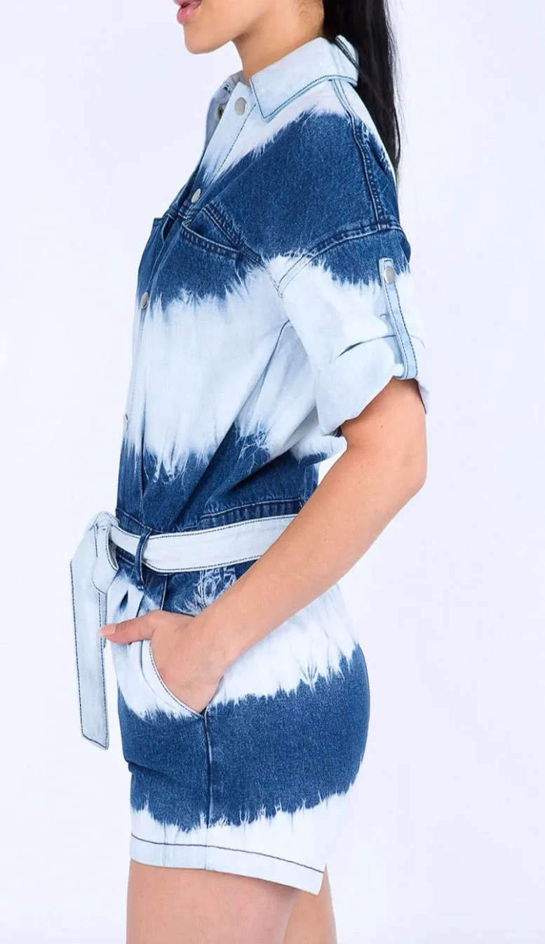 Tye Dye Denim Romper