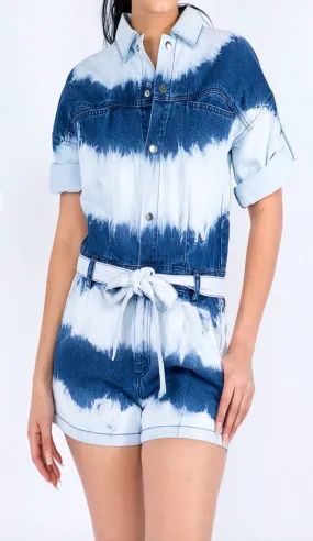 Tye Dye Denim Romper