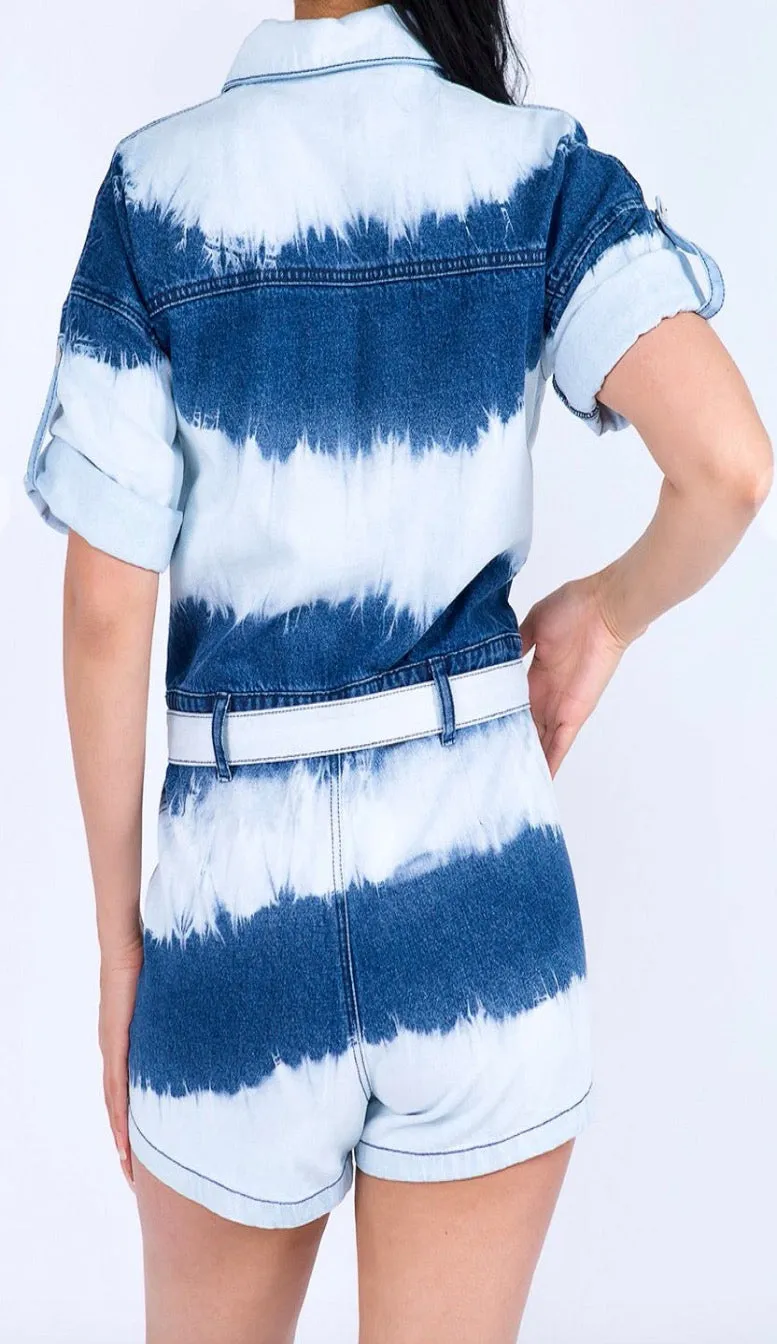 Tye Dye Denim Romper