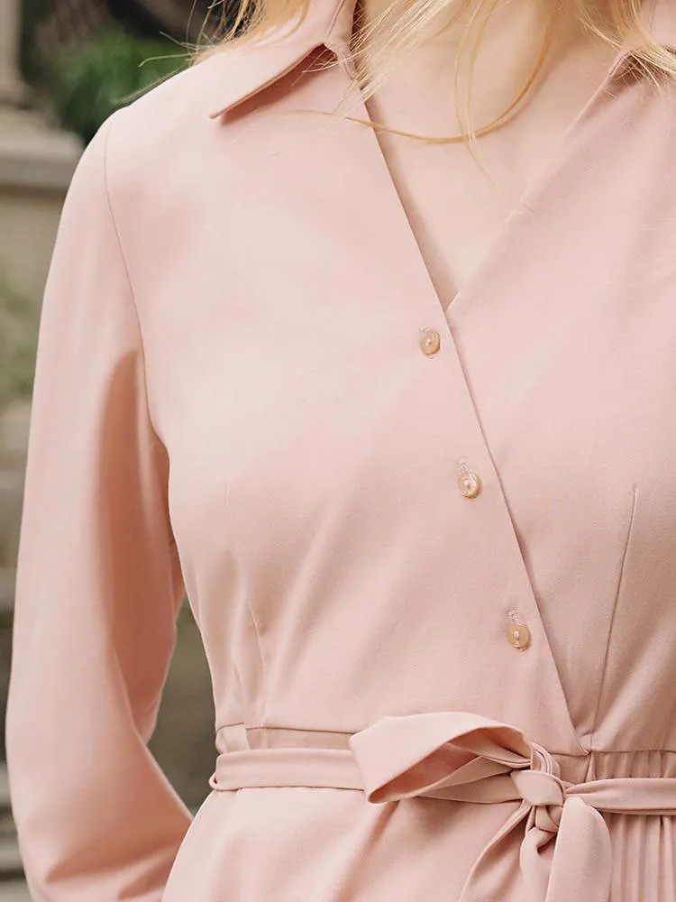 V-neck Double Layer Wrap Dress