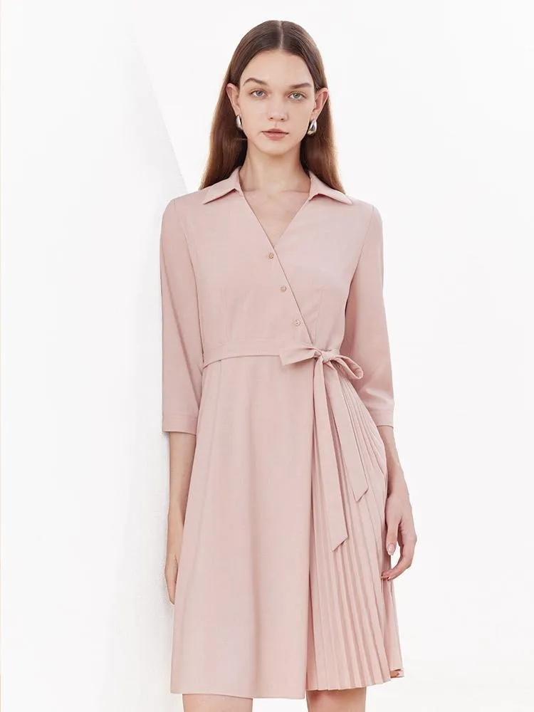 V-neck Double Layer Wrap Dress