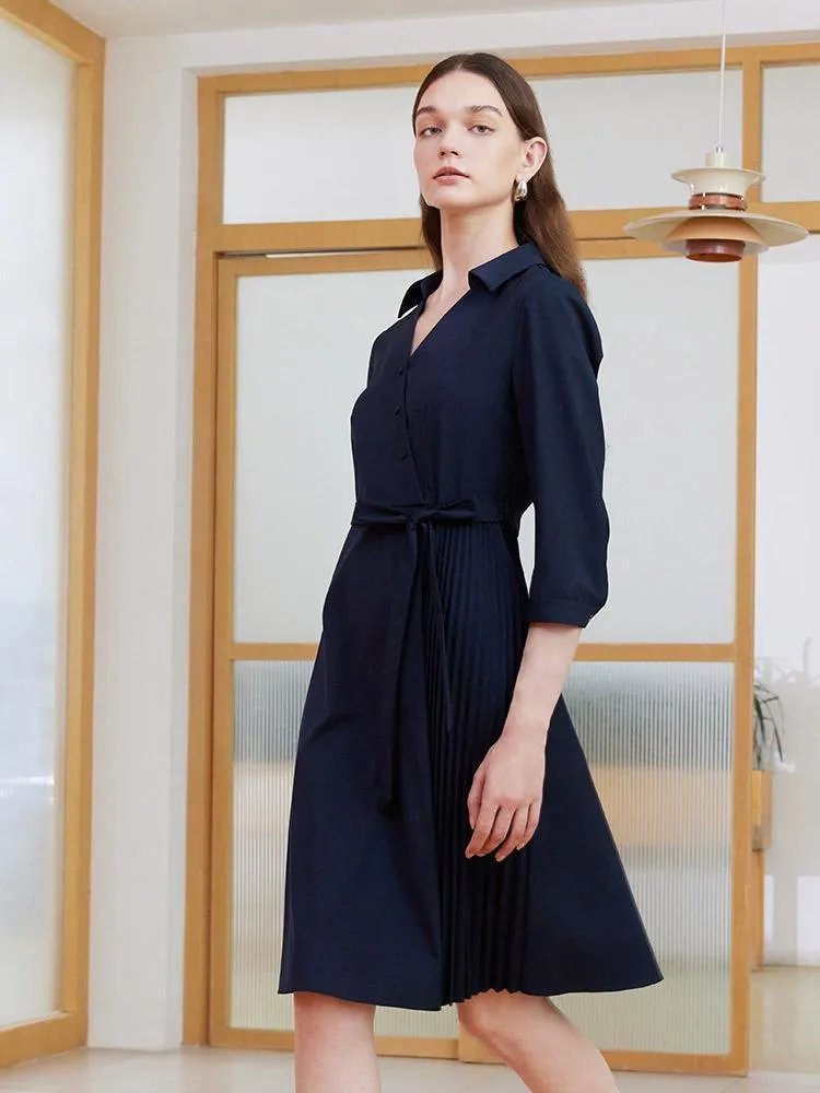 V-neck Double Layer Wrap Dress