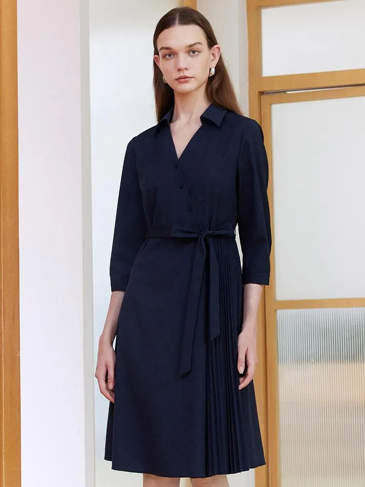 V-neck Double Layer Wrap Dress