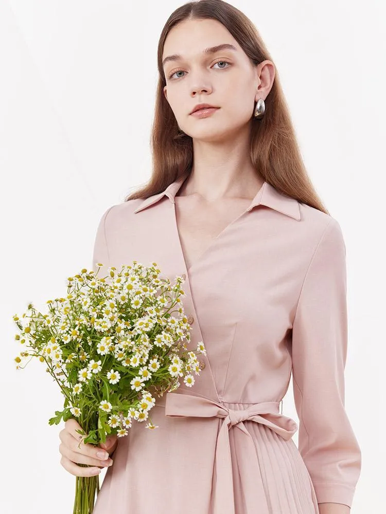 V-neck Double Layer Wrap Dress
