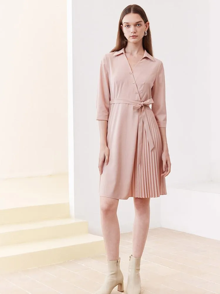 V-neck Double Layer Wrap Dress