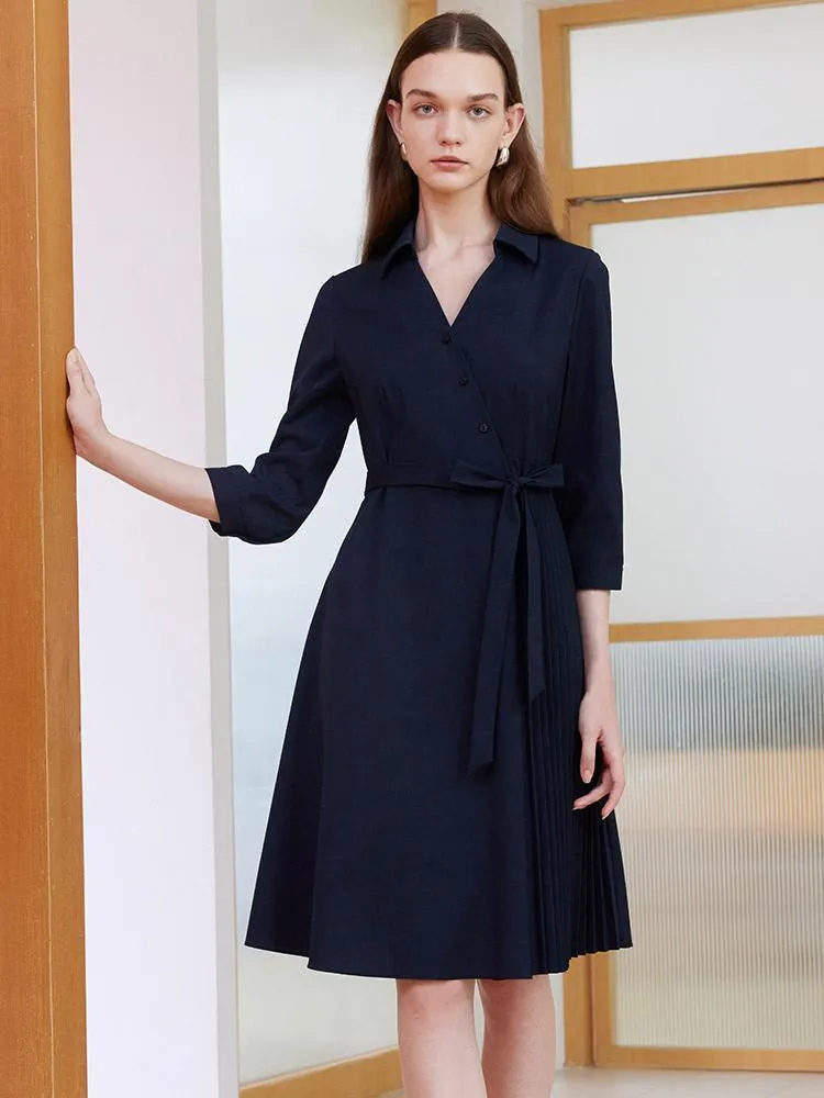 V-neck Double Layer Wrap Dress