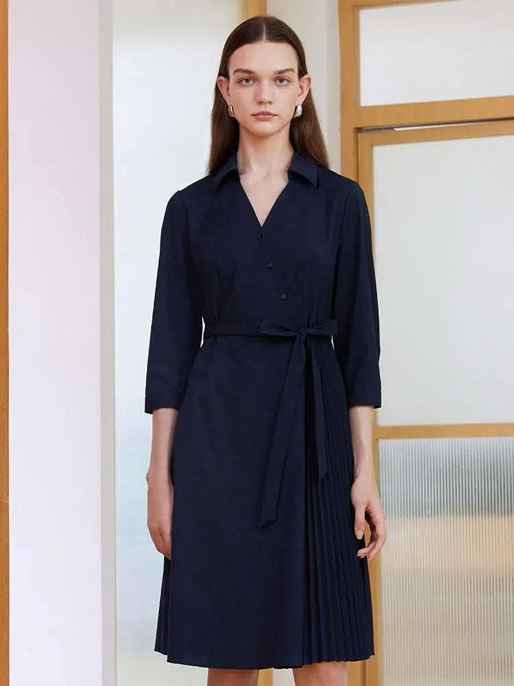 V-neck Double Layer Wrap Dress