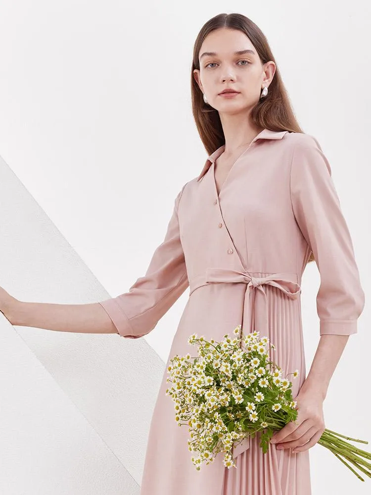 V-neck Double Layer Wrap Dress