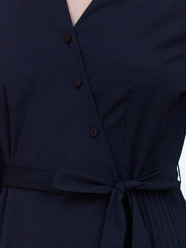 V-neck Double Layer Wrap Dress