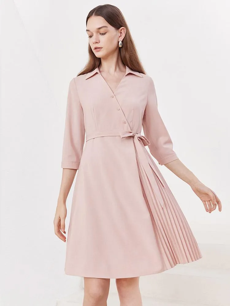 V-neck Double Layer Wrap Dress