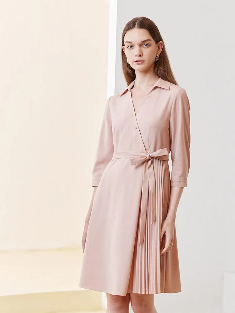 V-neck Double Layer Wrap Dress