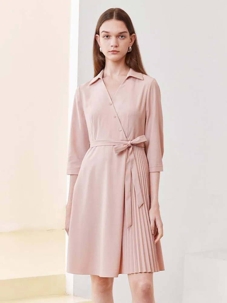 V-neck Double Layer Wrap Dress
