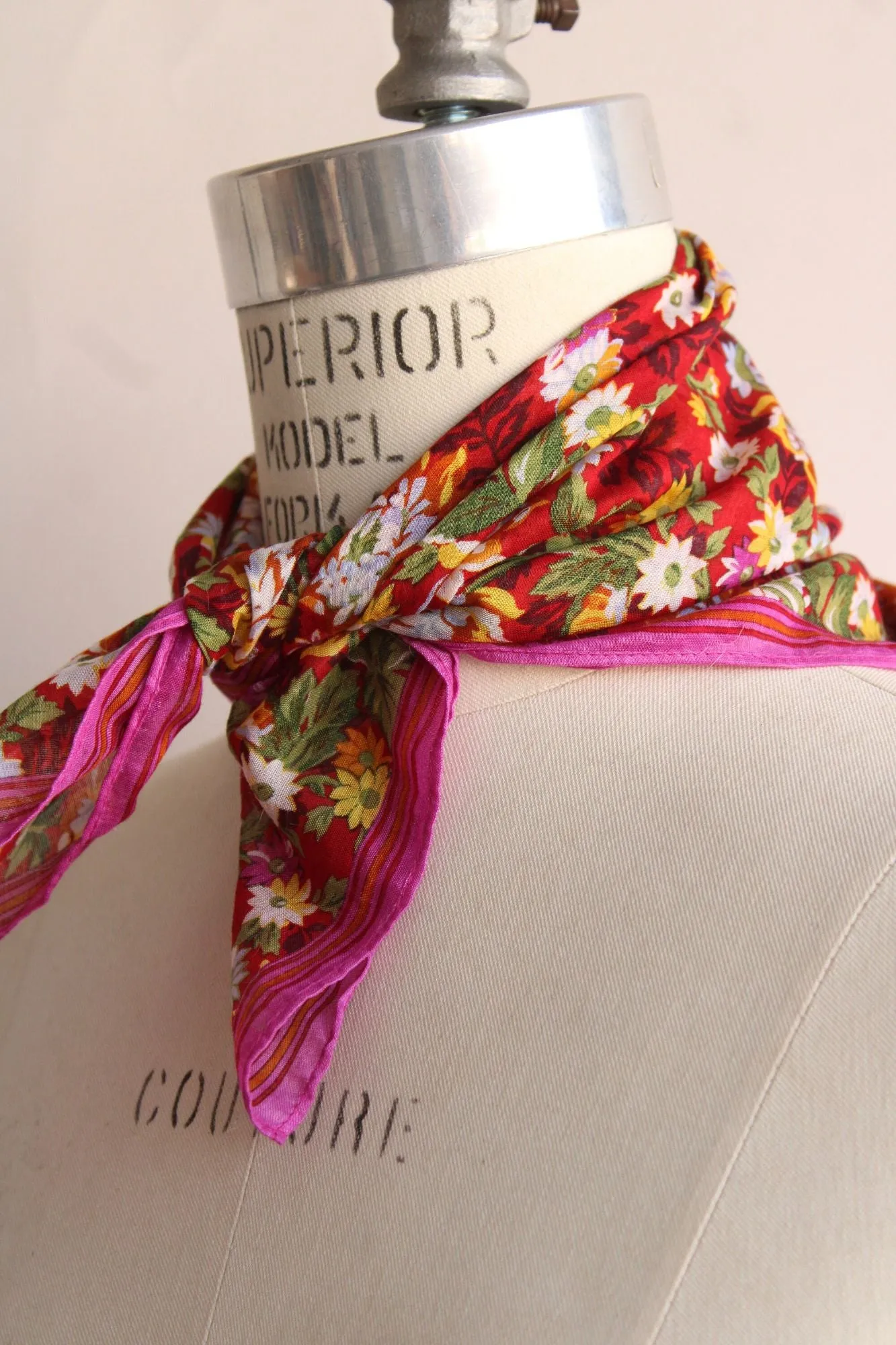 Vintage 1980s 1990s Kenzo Floral Print Cotton Scarf