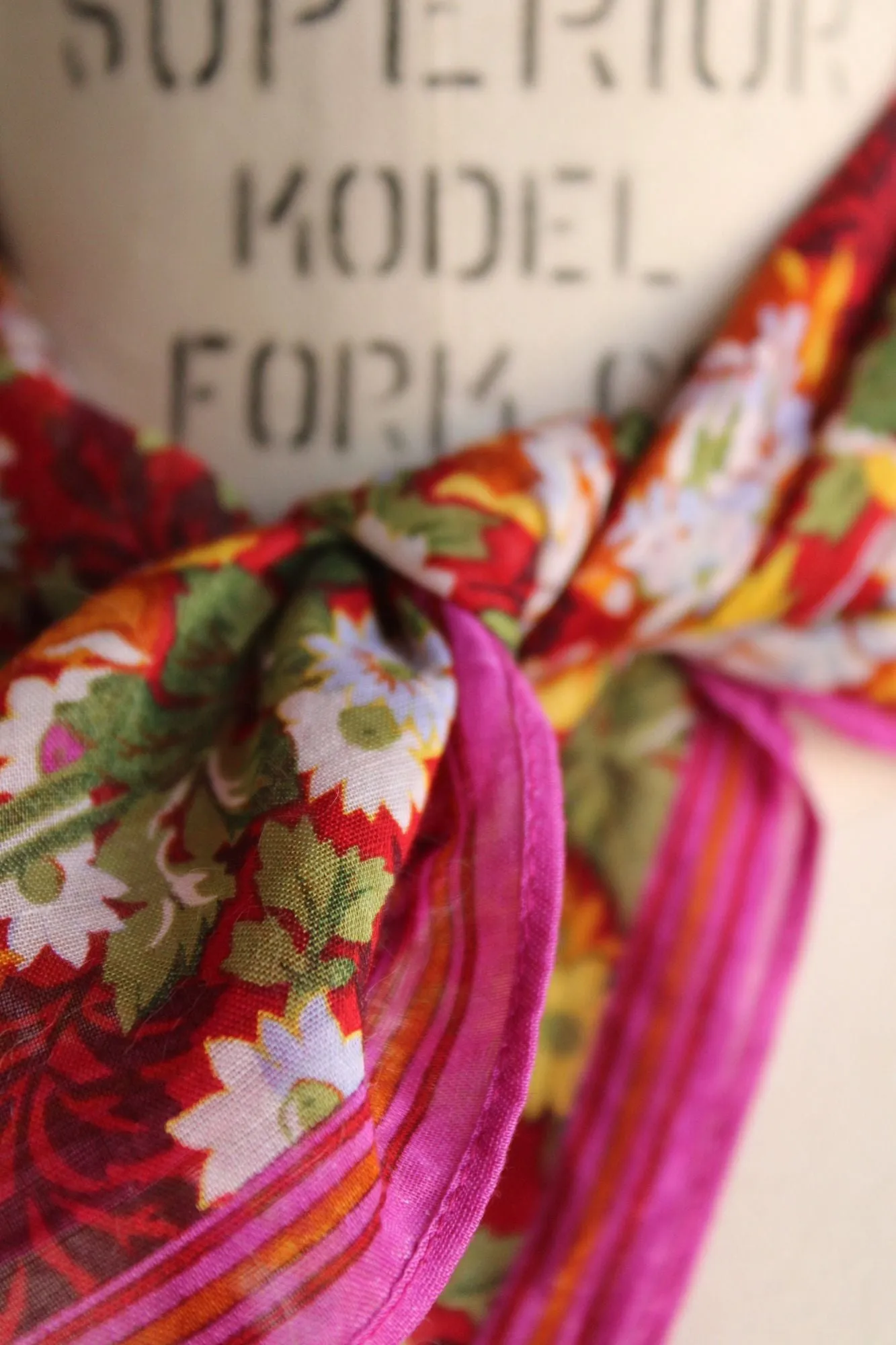 Vintage 1980s 1990s Kenzo Floral Print Cotton Scarf
