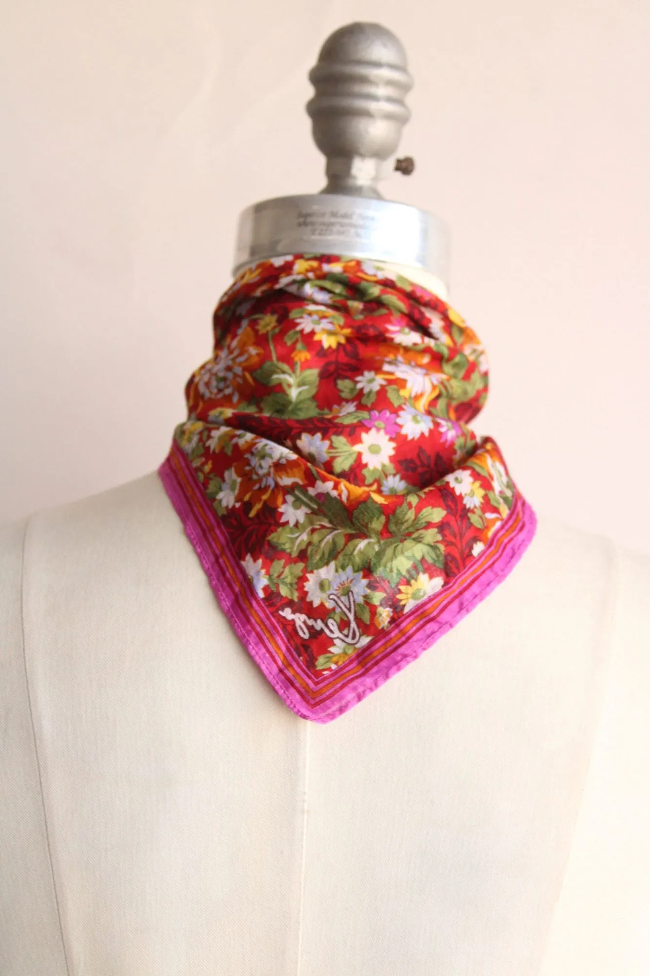 Vintage 1980s 1990s Kenzo Floral Print Cotton Scarf