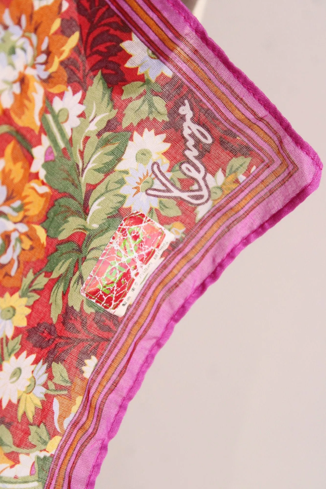 Vintage 1980s 1990s Kenzo Floral Print Cotton Scarf