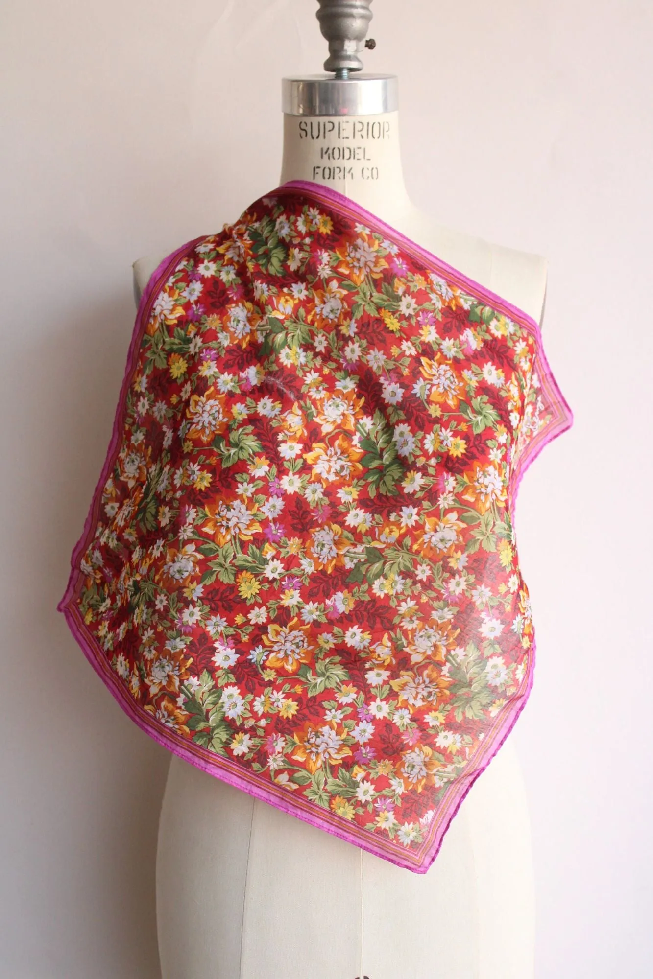 Vintage 1980s 1990s Kenzo Floral Print Cotton Scarf