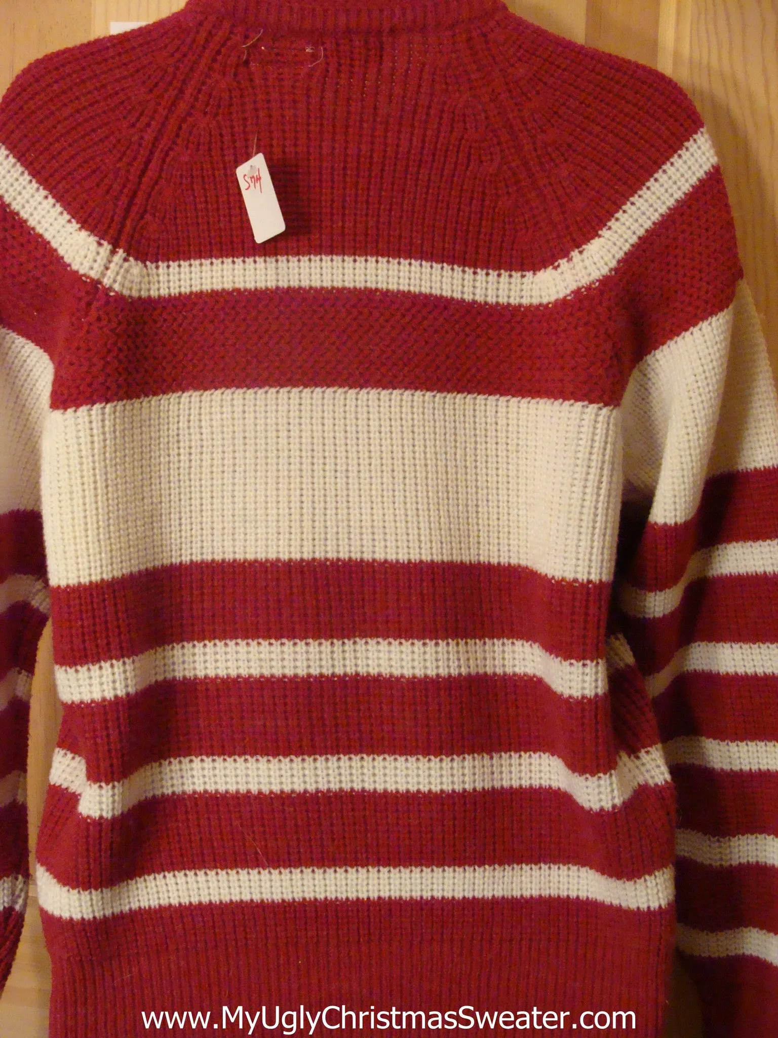Wacky Santa Ugly Christmas Sweater Red White Striped