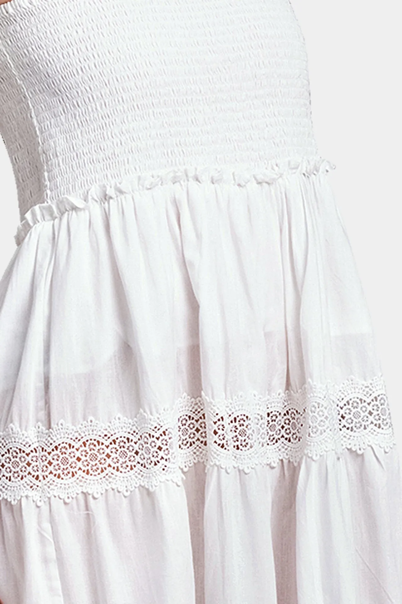 White Smoked Cotton Dress for Women