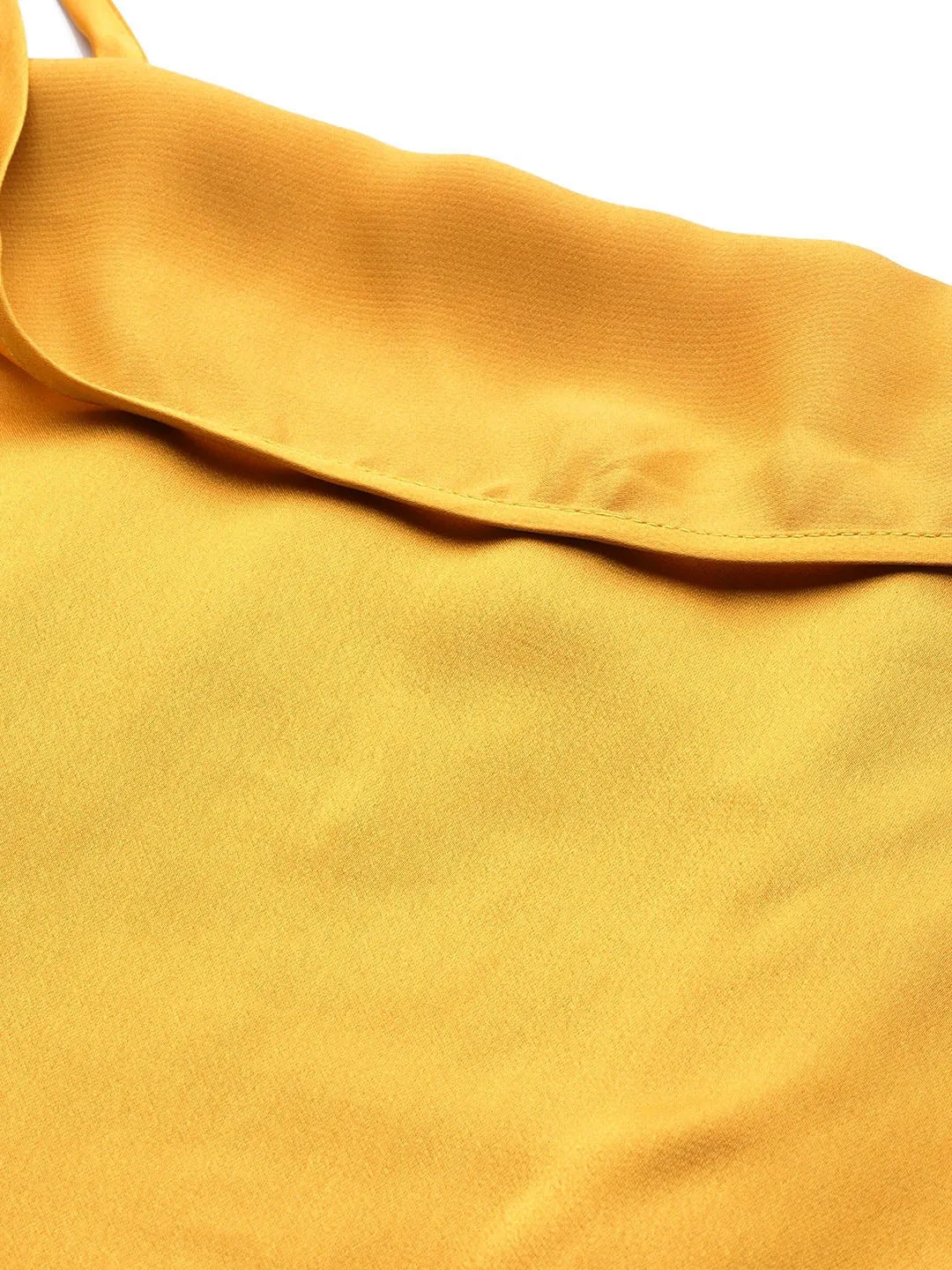 Women Mustard Satin Side Rouching Slip