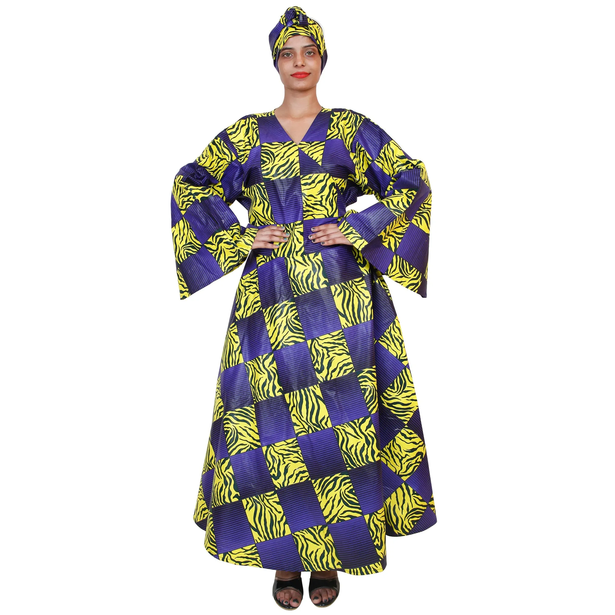 Women's PLUS Size Long Sleeve Wrap Maxi Dress -- FI-56 PLUS