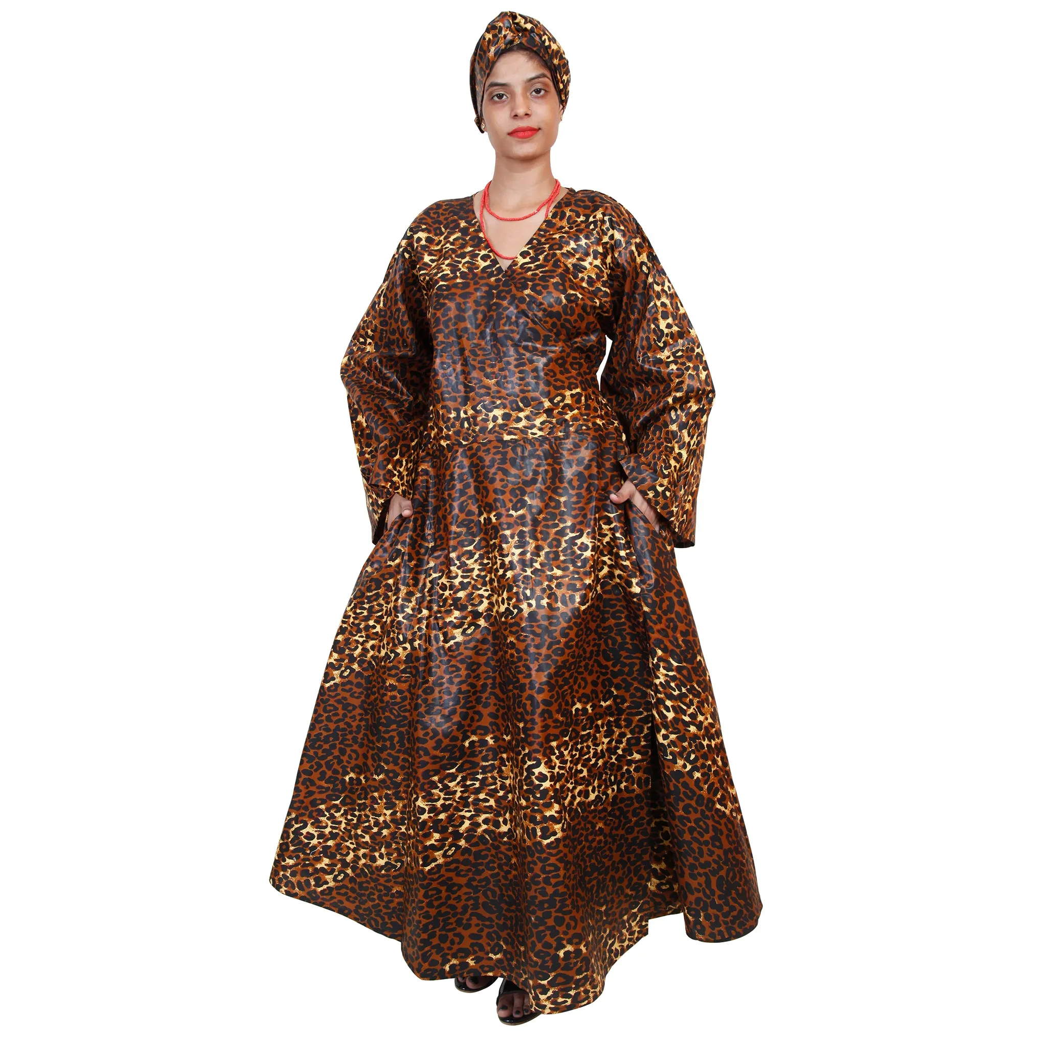 Women's PLUS Size Long Sleeve Wrap Maxi Dress -- FI-56 PLUS
