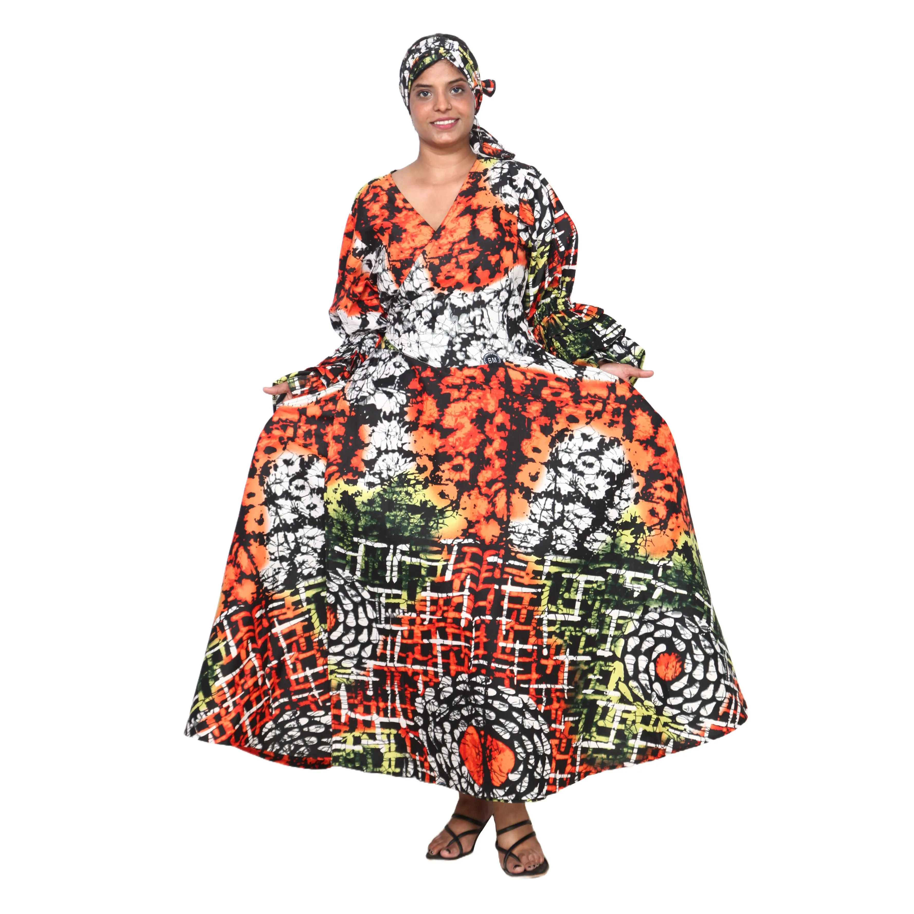 Women's Poly-Cotton Wrap Dress -- FI-80 FS