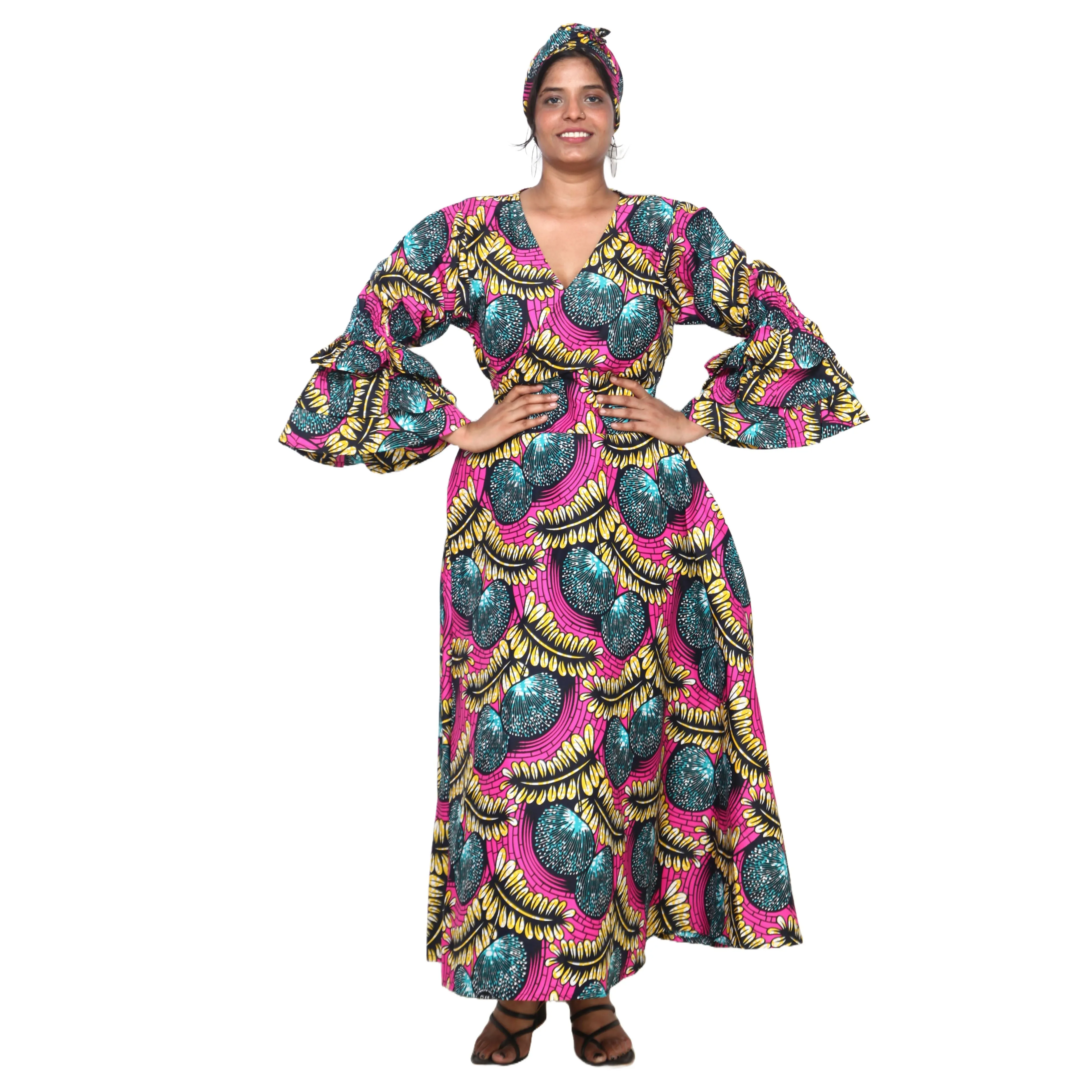 Women's Poly-Cotton Wrap Dress -- FI-80 FS